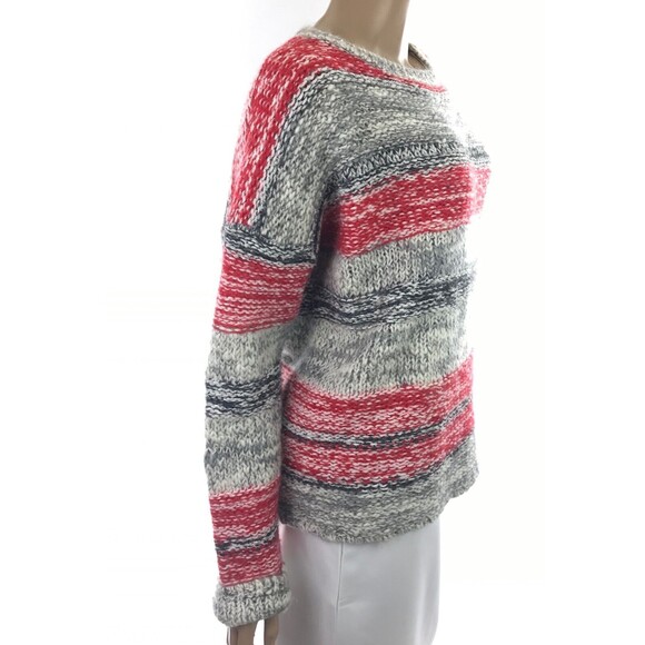 Cynthia Rowley Sz XL Gray/Red Stripes Pullover Sweater Long Sleeve Cotton Blend - Picture 3 of 5